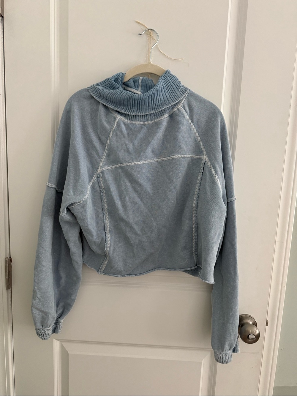 aerie faded light blue cowl-neck pullover sweater